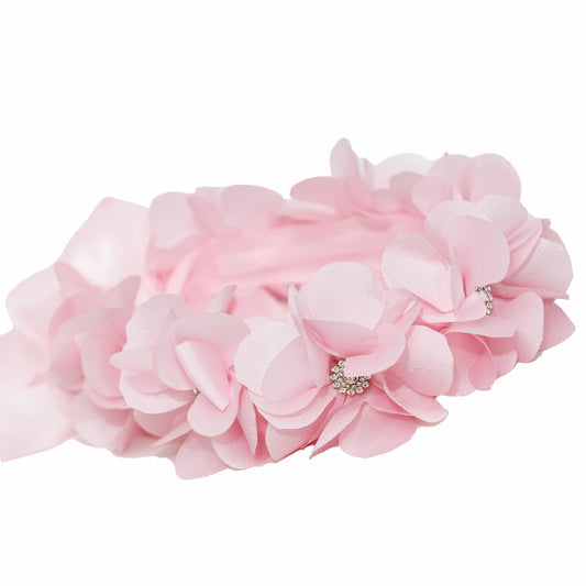 Tocado O Corona De Flores De Tela Rosa