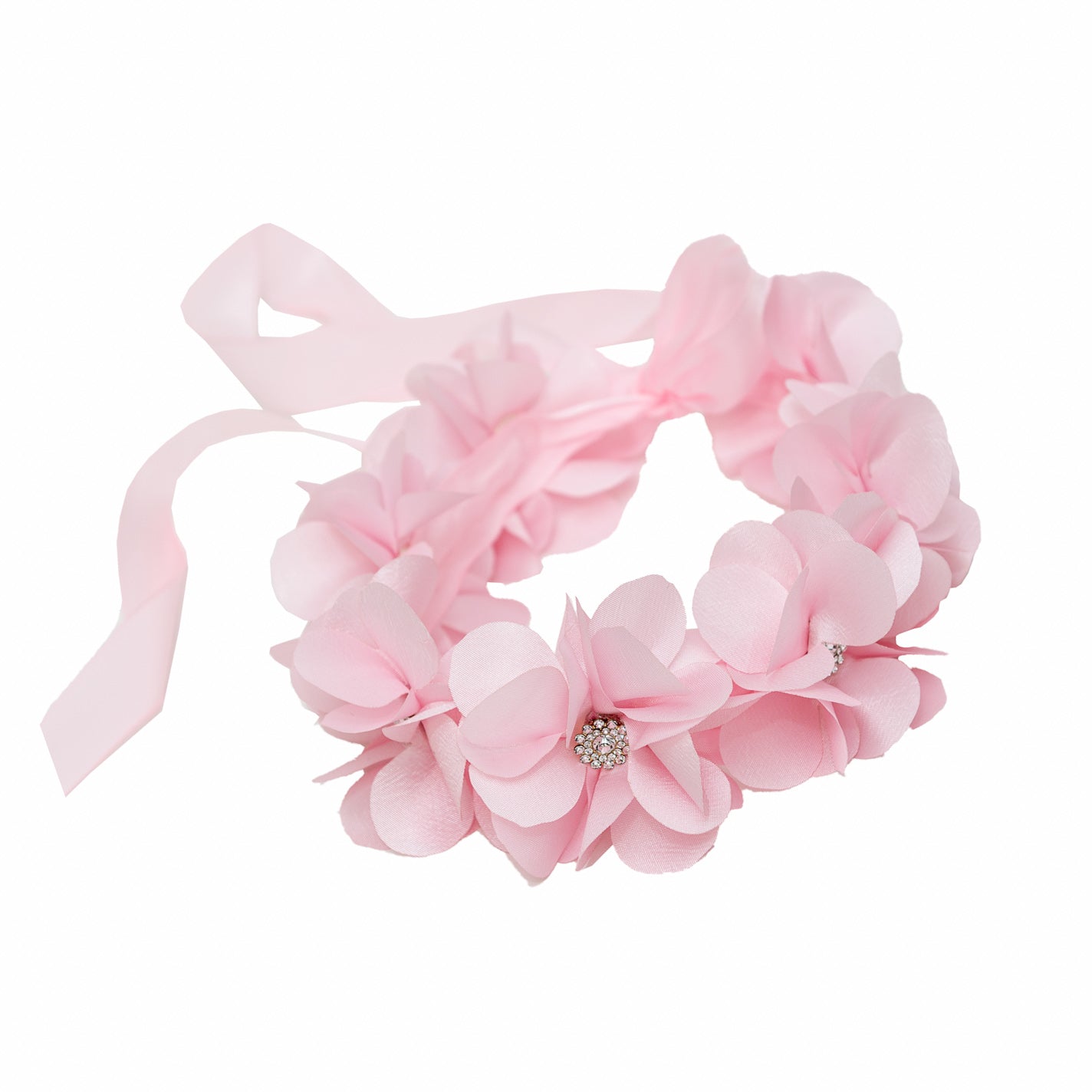 Tocado O Corona De Flores De Tela Rosa