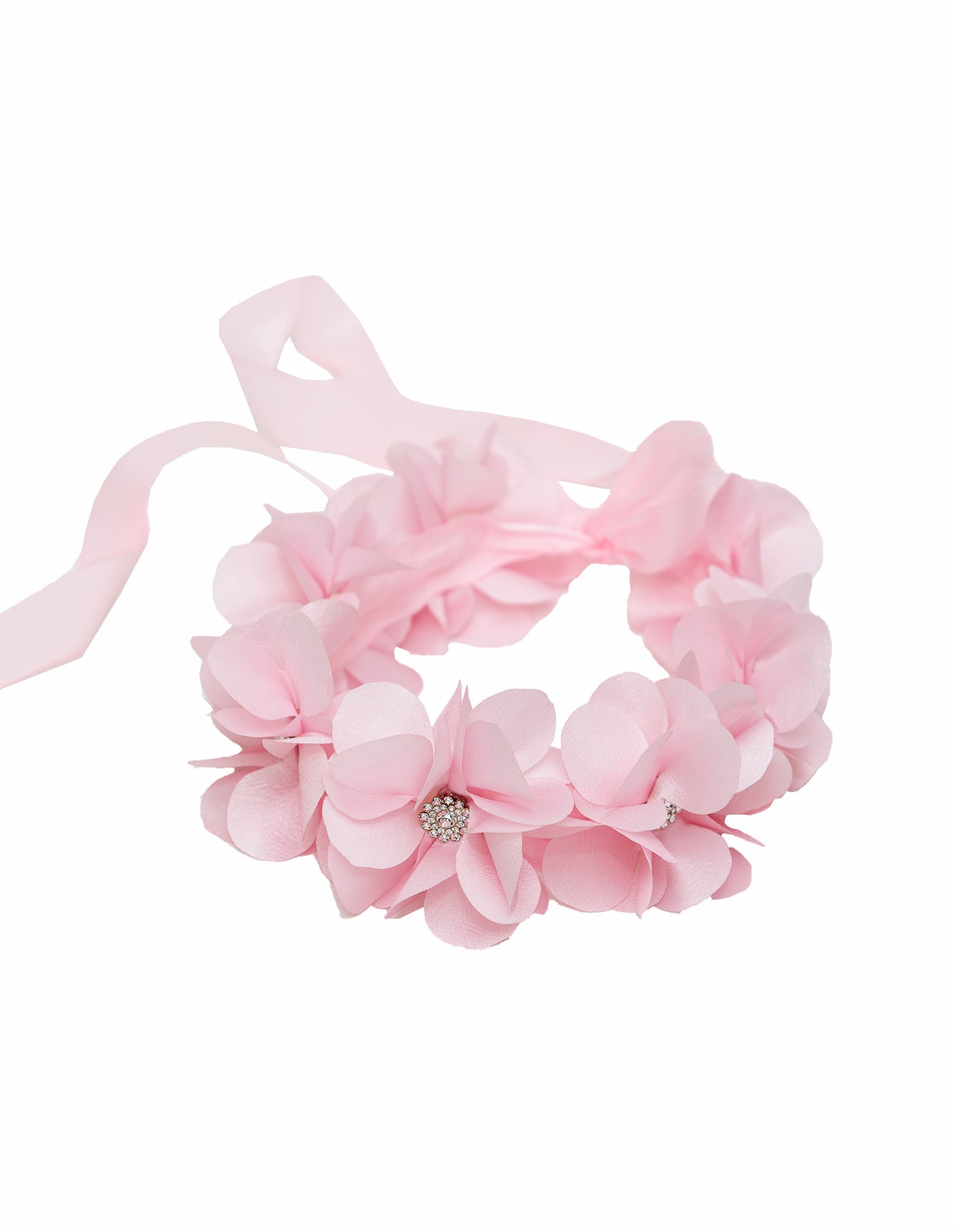Tocado O Corona De Flores De Tela Rosa