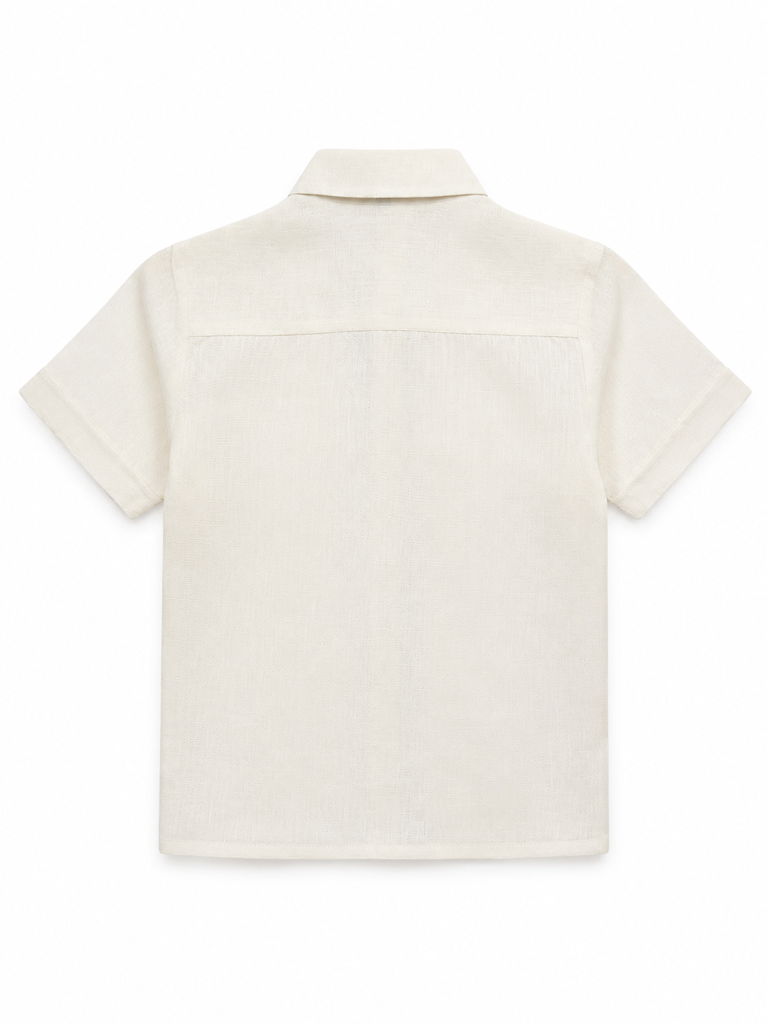 Camisa en lino manga corta con entredos de ondas Mod. 606C