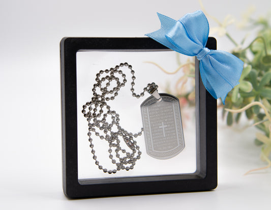 Collar Con Padre Nuestro en Galón Militar