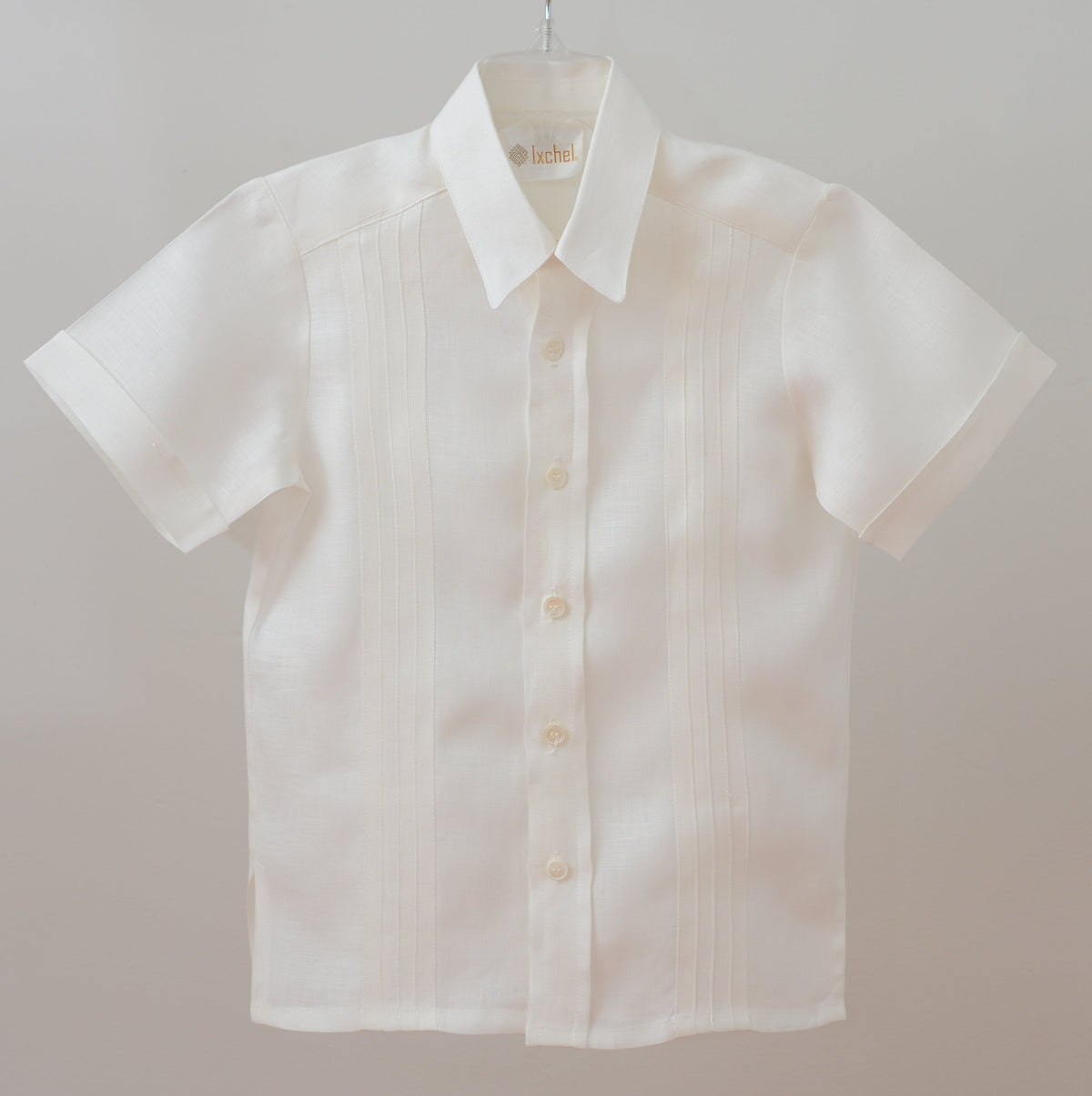 Camisa en lino manga corta con alforzas