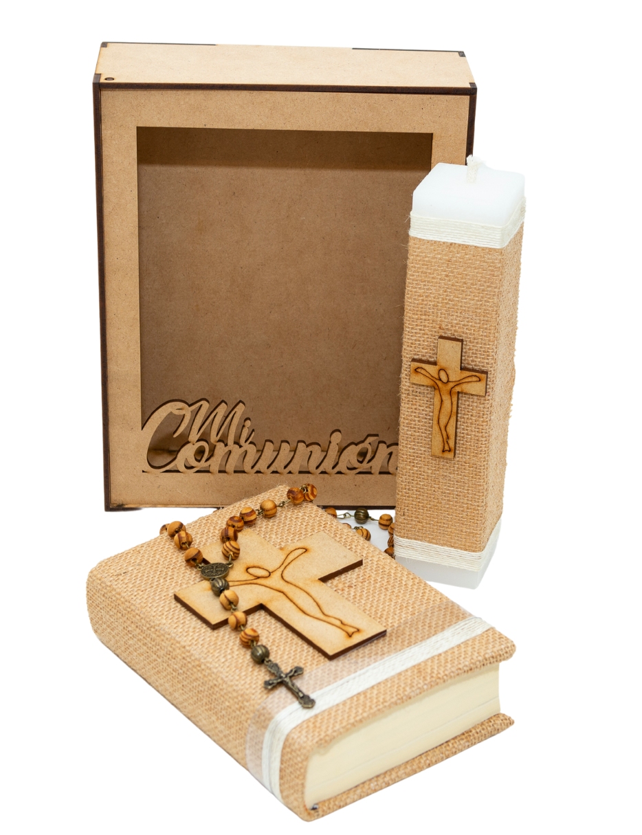 Kit de Primera Comunión capuchino fibras naturales