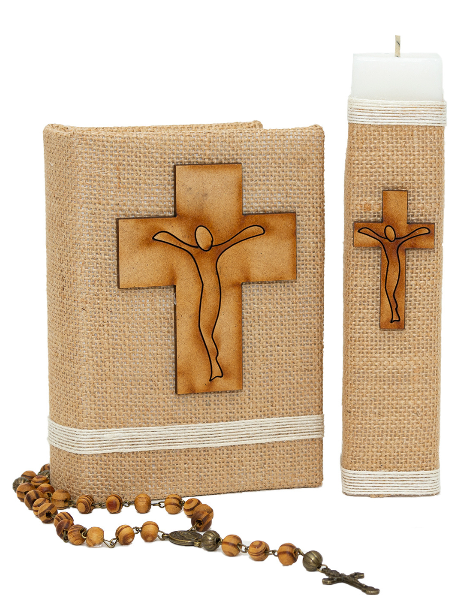 Kit de Primera Comunión capuchino fibras naturales