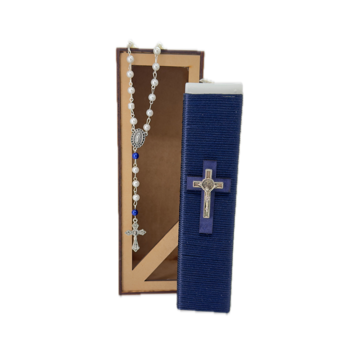 Kit De Comunión o Confirmación Para Niño, Chocolate, Gris, Marino. Biblia, Vela, Rosario