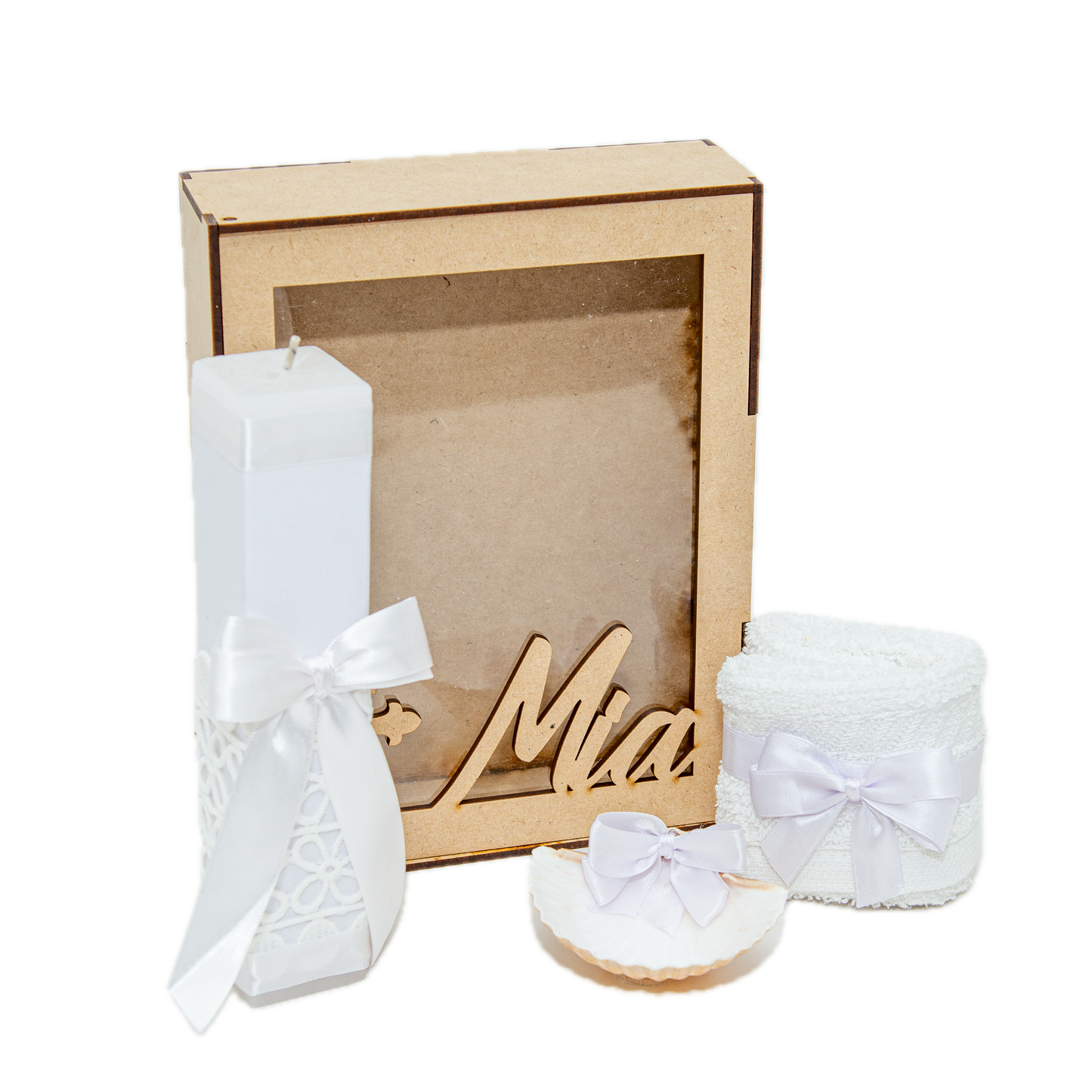 Kit De Bautizo Guipur Blanco Niño Niña