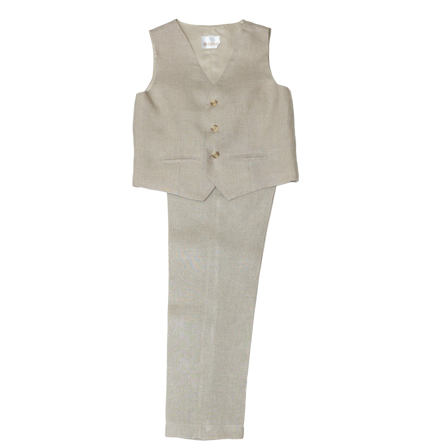 Traje en lino 100% Italiano Pantalón Chaleco