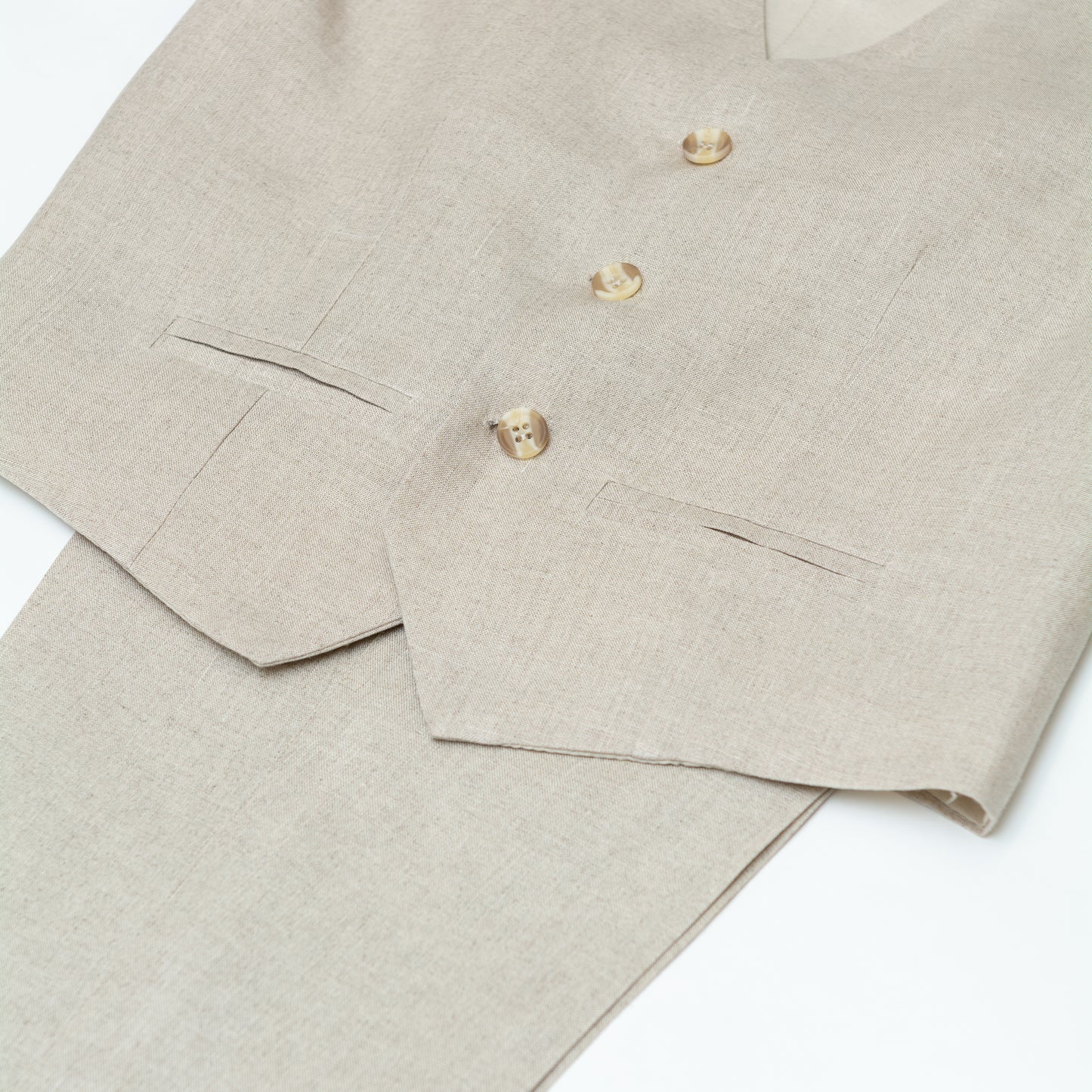 Traje en lino 100% Italiano Pantalón Chaleco