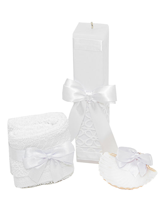 Kit De Bautizo Guipur Blanco Niño Niña