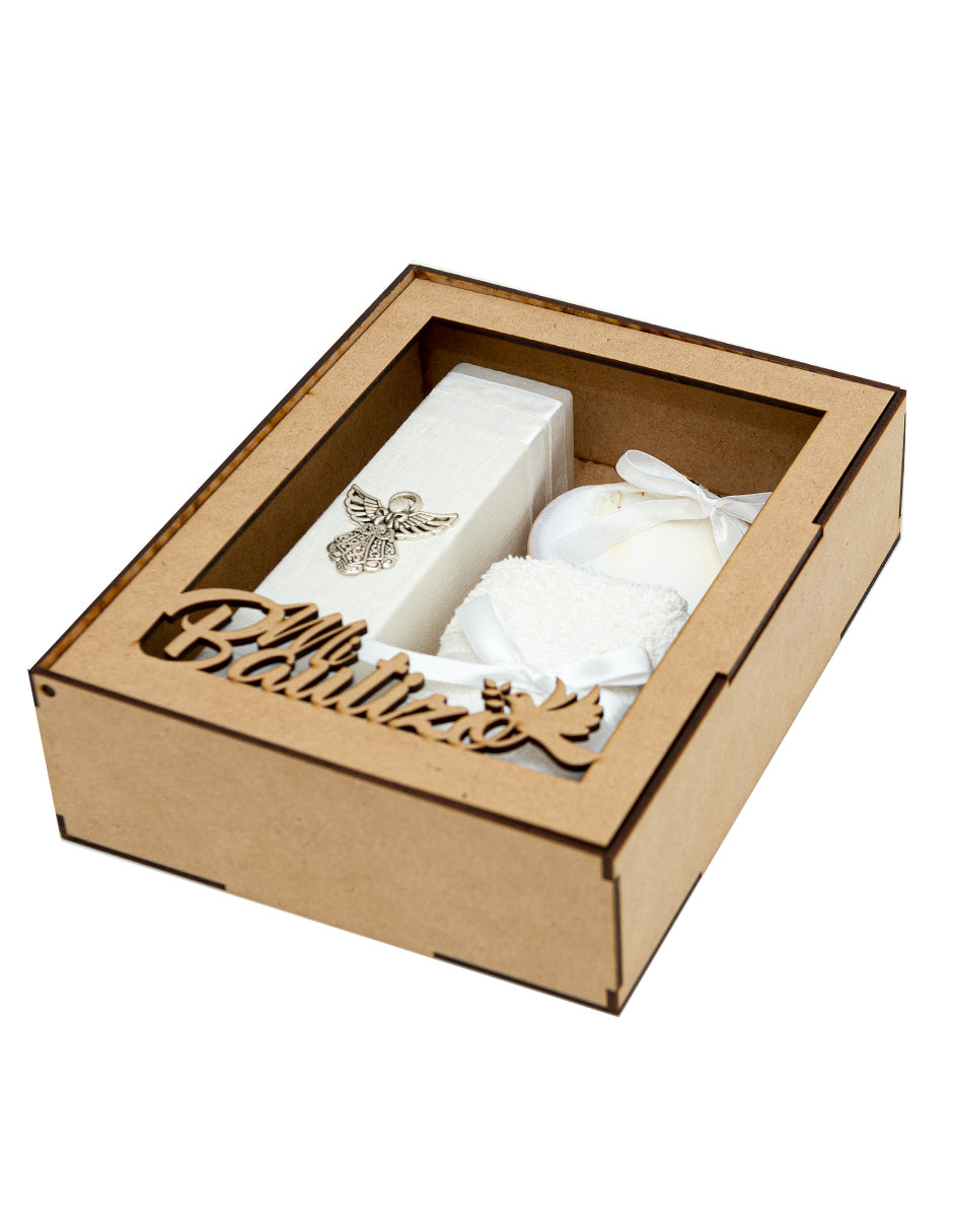 Kit Bautizo Blanco Para Niño Niña Con Angel Concha Natural