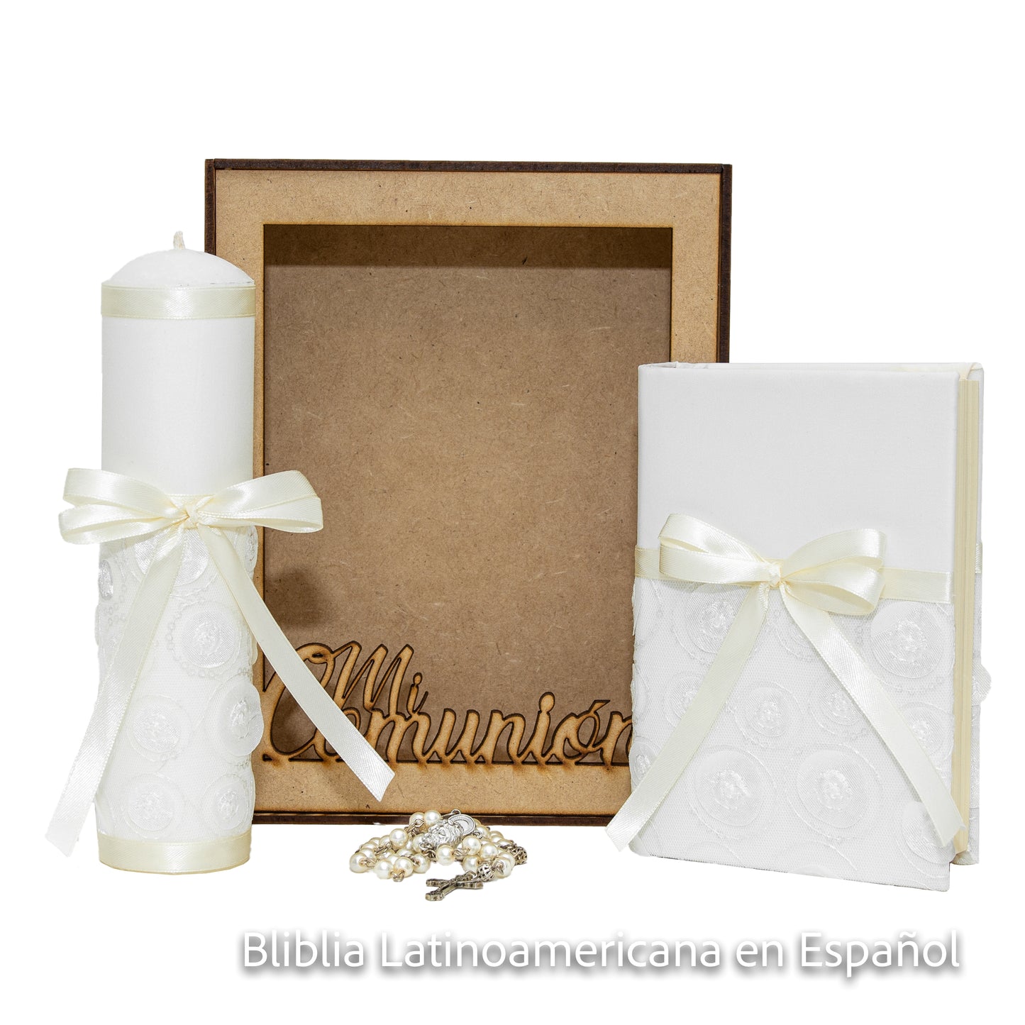 Kit De Comunión o Confirmación Para Niña Color Razo Beige con Satelite