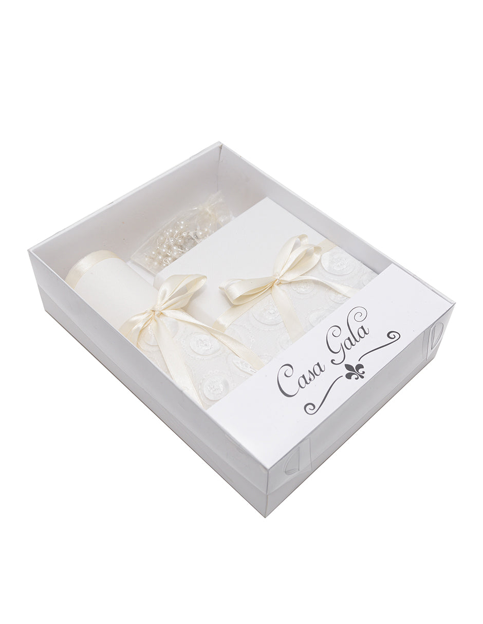Kit De Comunión o Confirmación Para Niña Color Razo Beige con Satelite