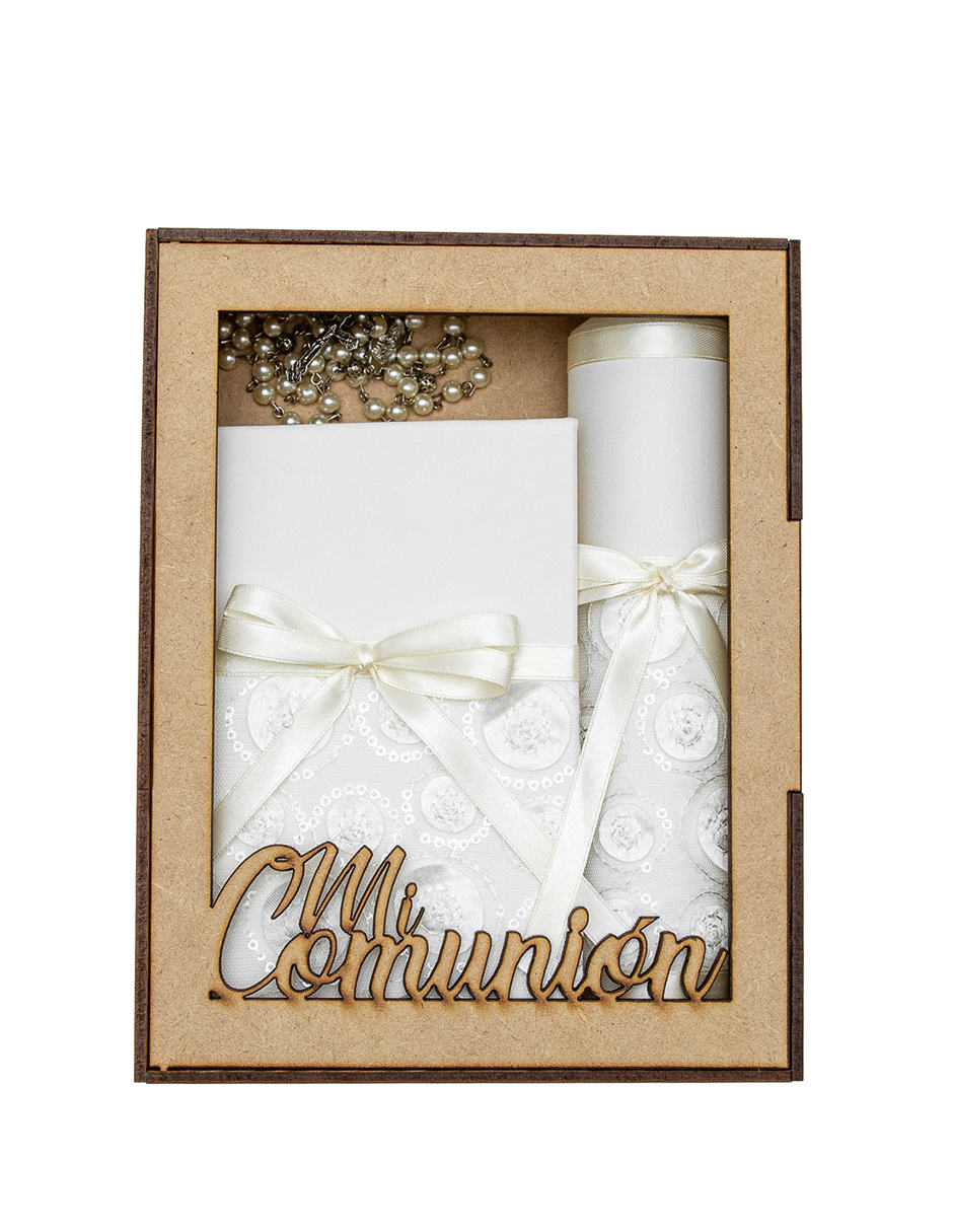 Kit De Comunión o Confirmación Para Niña Color Razo Beige con Satelite