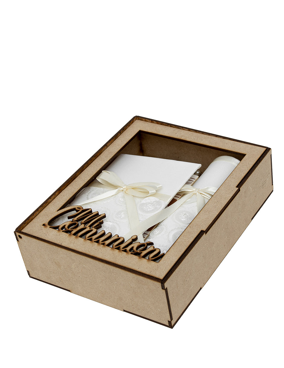 Kit De Comunión o Confirmación Para Niña Color Razo Beige con Satelite