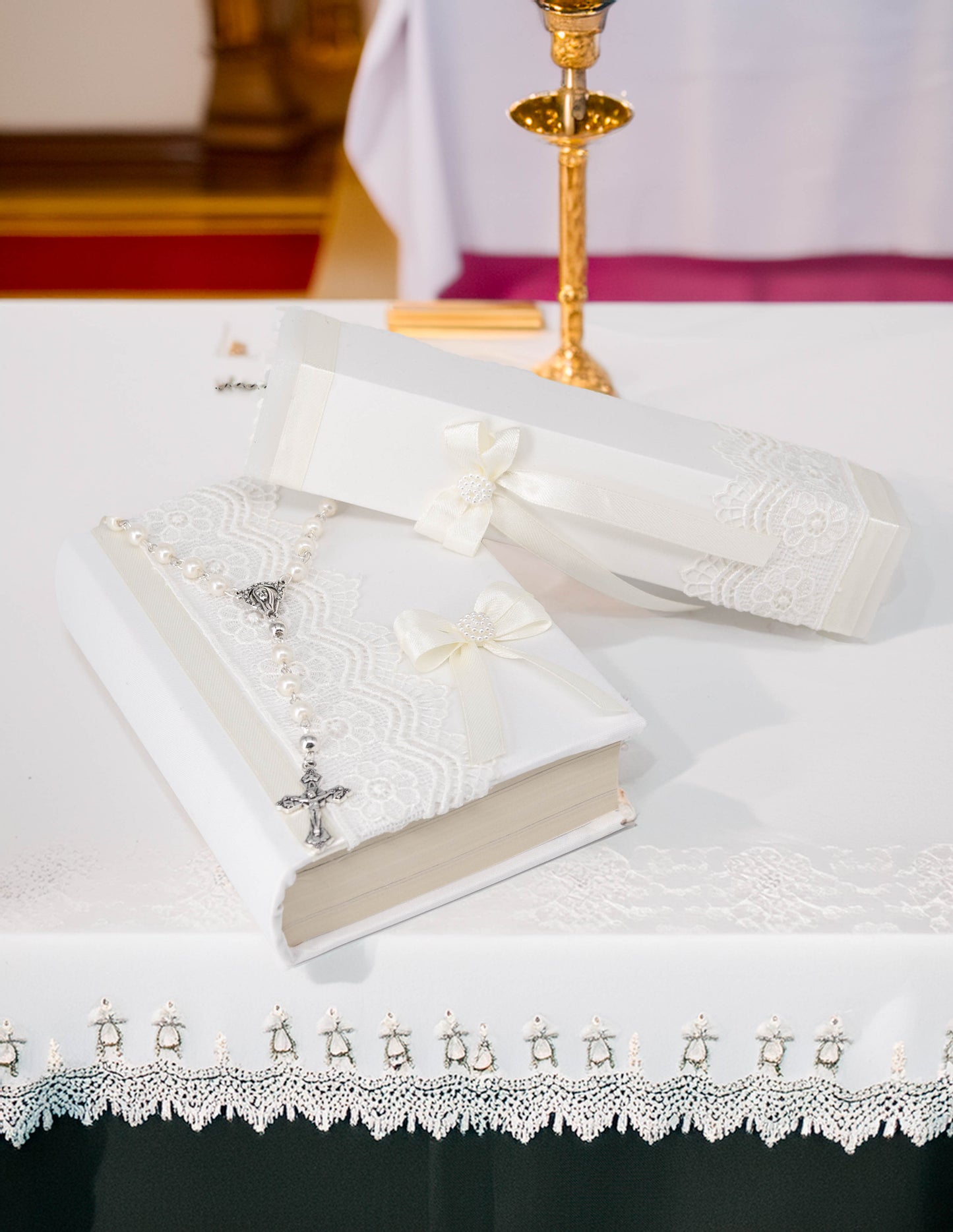 Kit De Boda, Comunión o Confirmación, Color Beige con Guipur