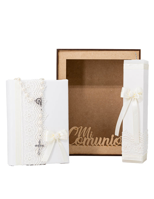 Kit De Boda, Comunión o Confirmación, Color Beige con Guipur