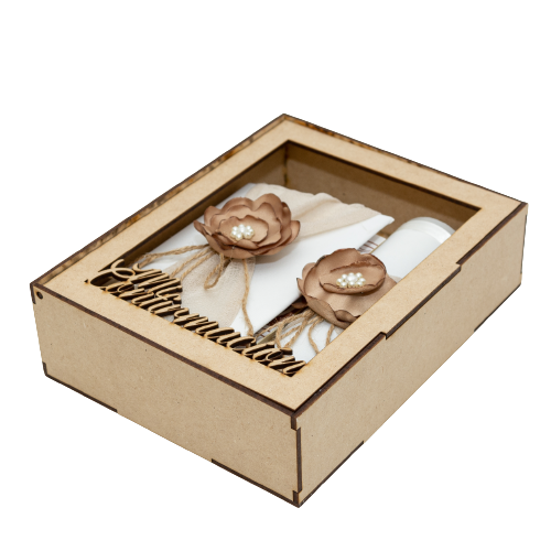 Kit de Comunión o Confirmación para Niña de Color Beige con Flor Café