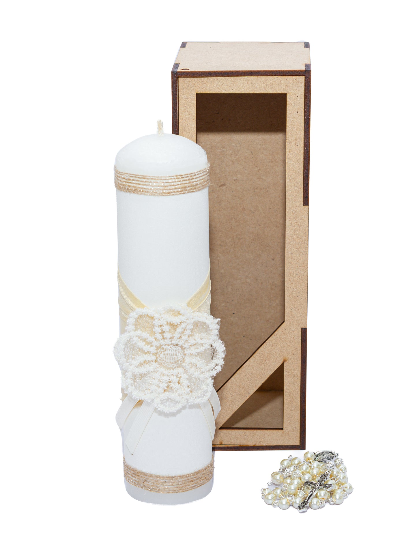 Kit con flor de encaje beige