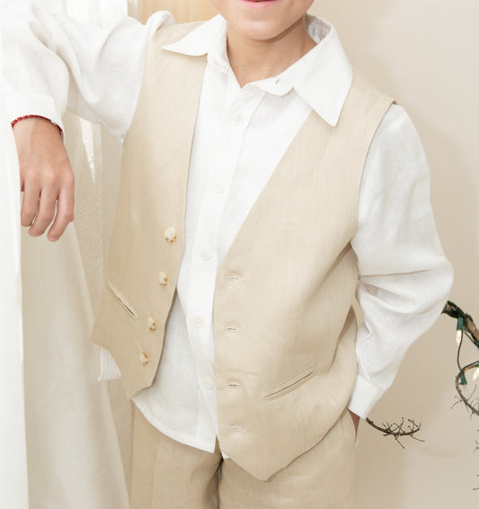 Chaleco en lino abotonado