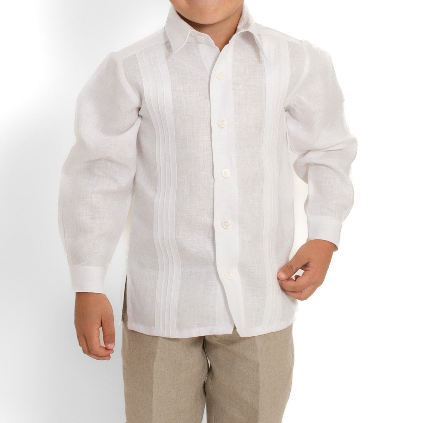 Camisa en lino manga larga con alforzas