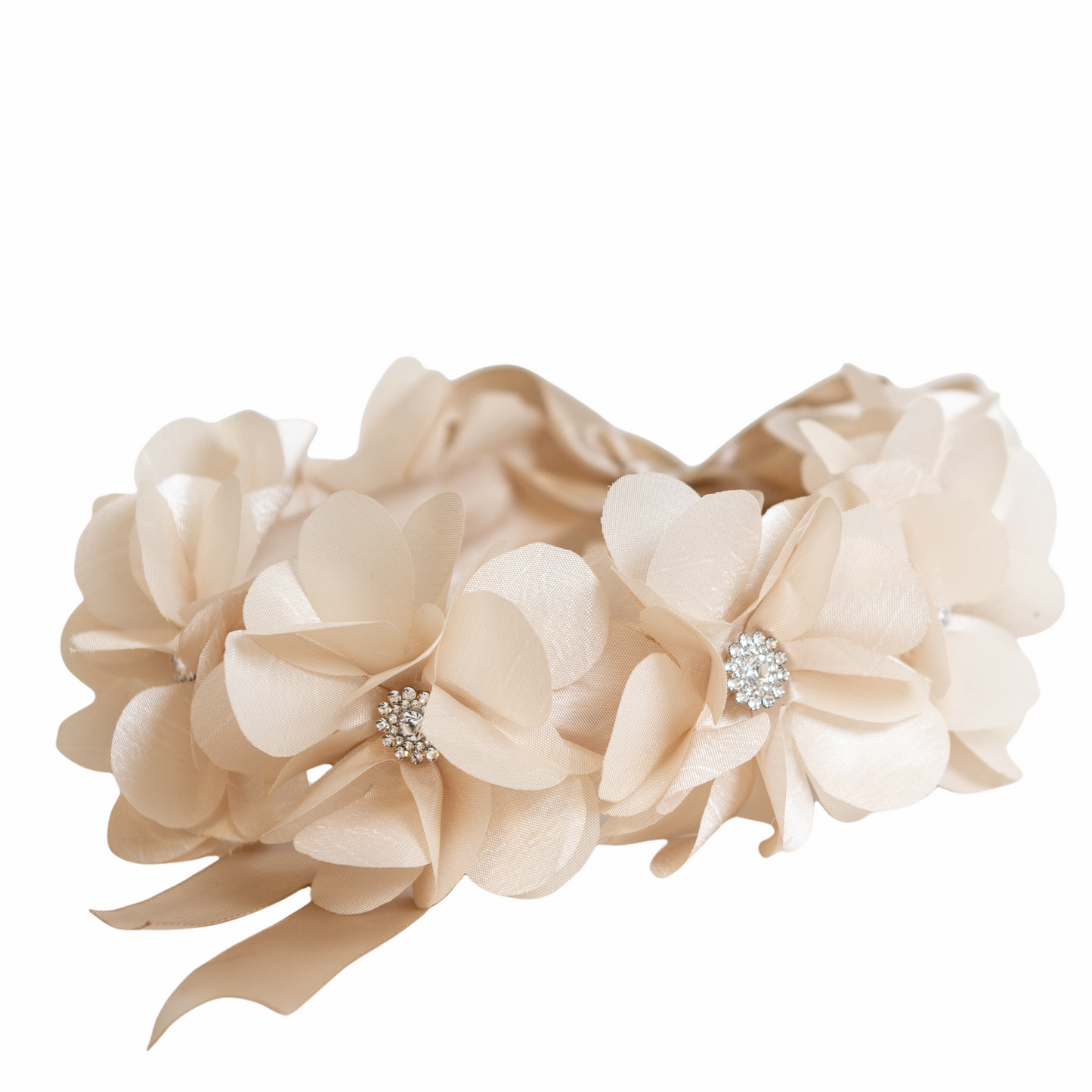 Tocado De Flores Color Champagne Beige Ajustable