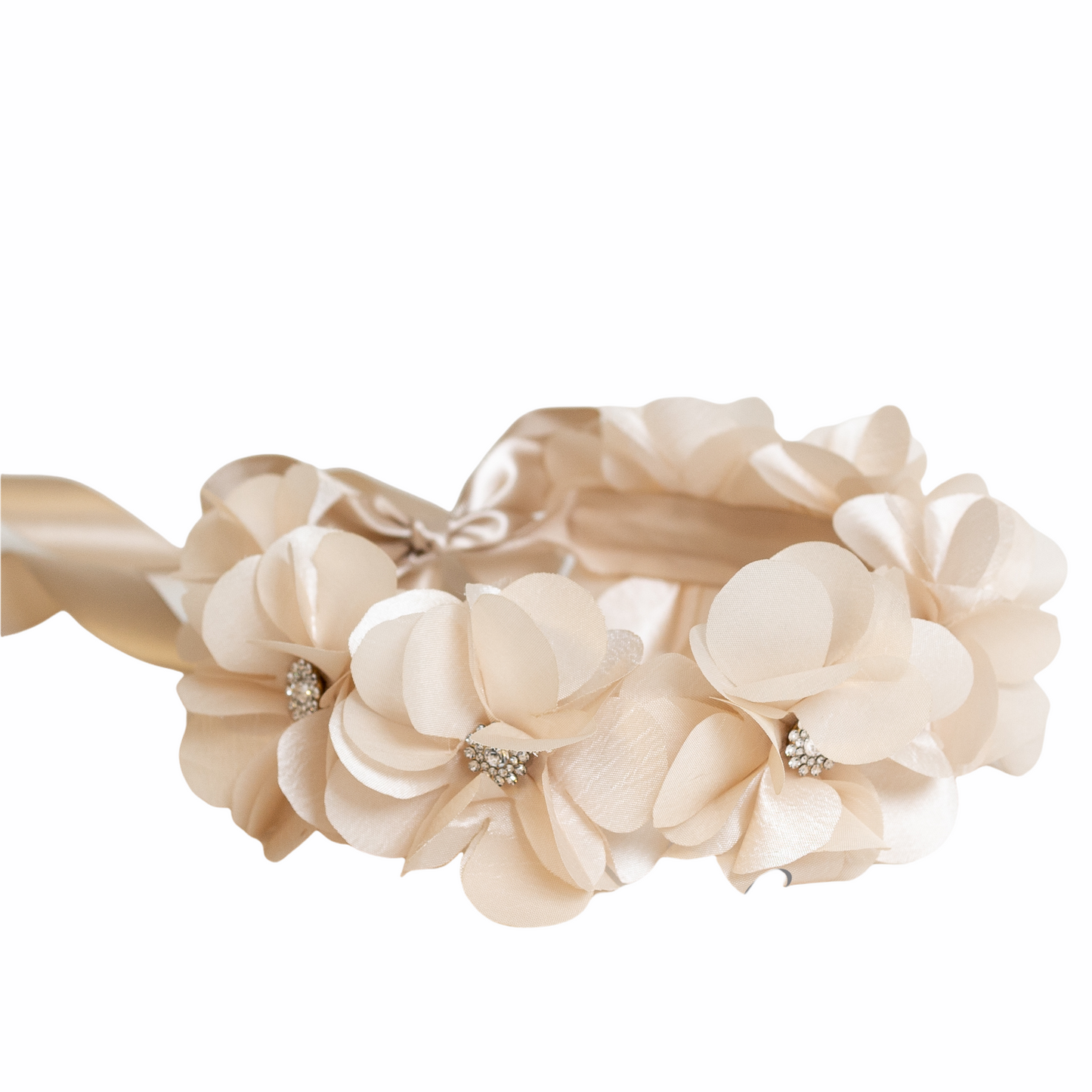 Tocado De Flores Color Champagne Beige Ajustable