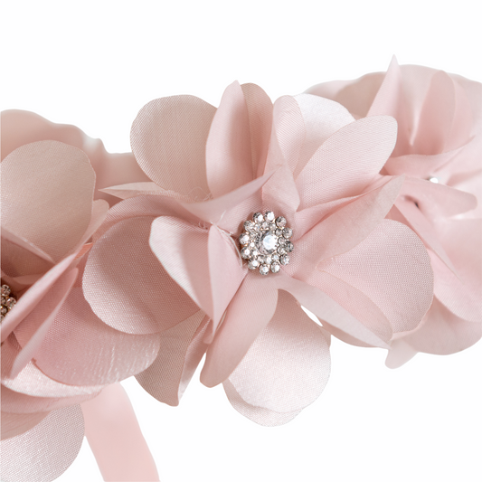 Tocado O Corona De Flores De Tela Color Palo De Rosa