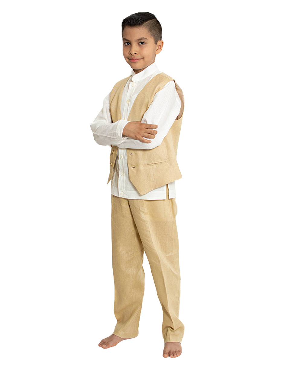 Traje en lino 100% Italiano Pantalón Chaleco