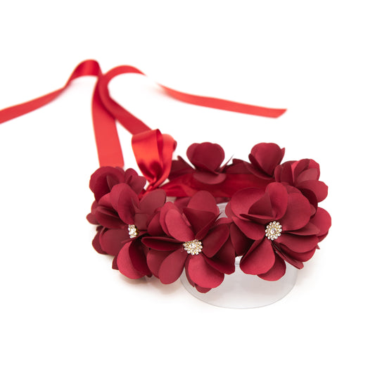 Tocado O Corona De Flores De Tela Color Vino