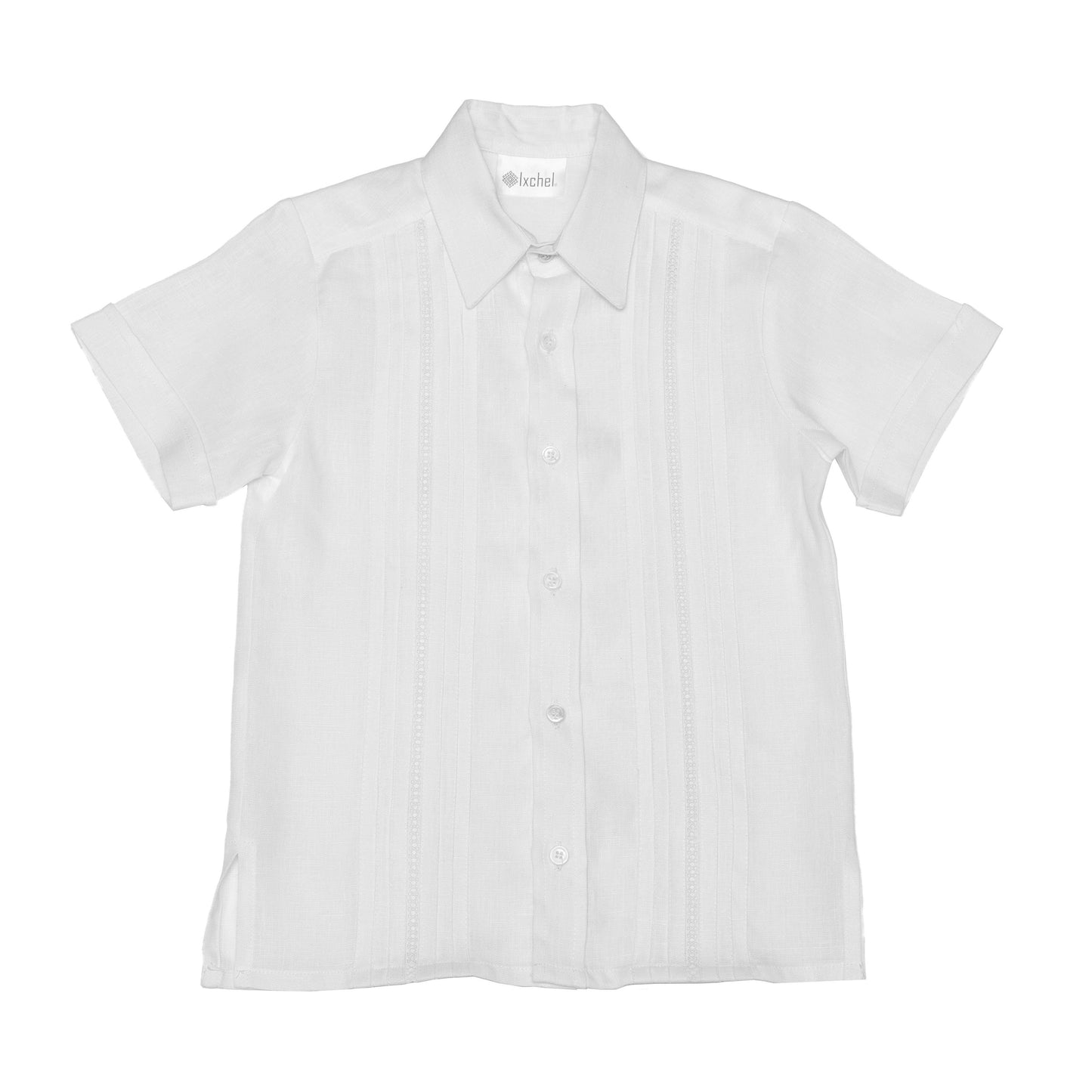 Camisa en lino manga corta entredos cruzado