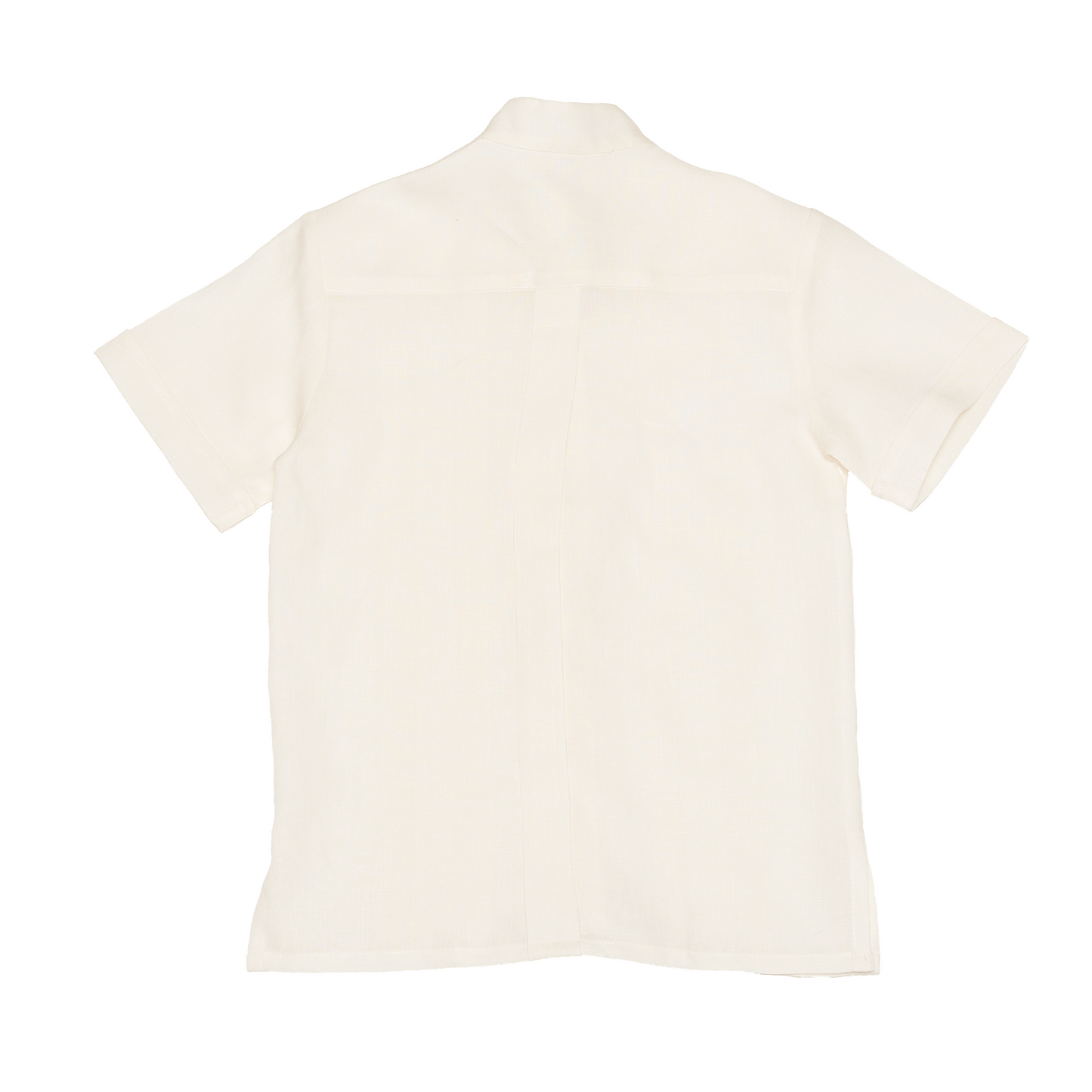 Camisa en lino manga corta entredos de cuadros