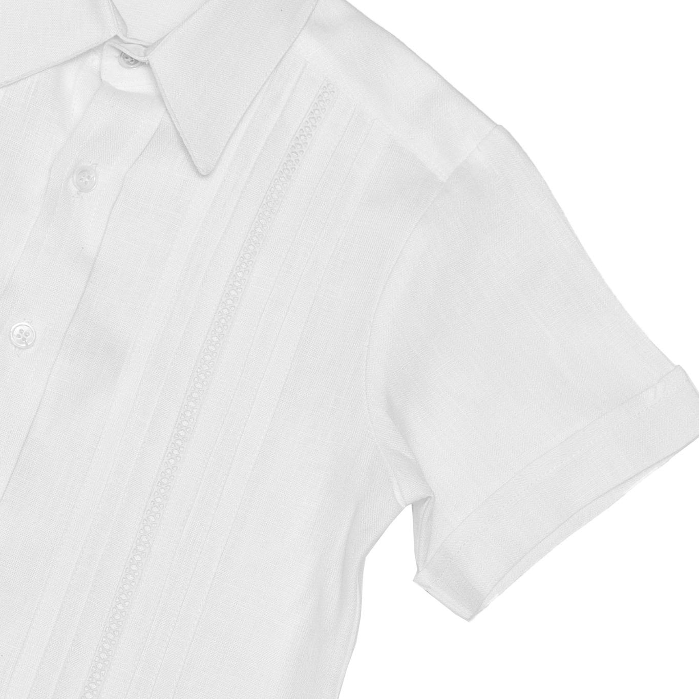 Camisa en lino manga corta entredos cruzado