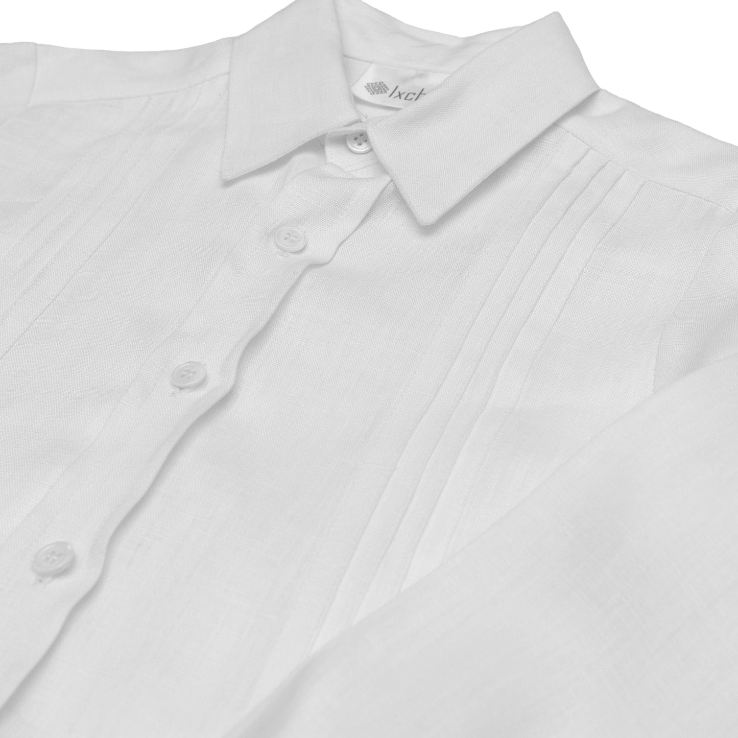 Camisa en lino manga larga con alforzas