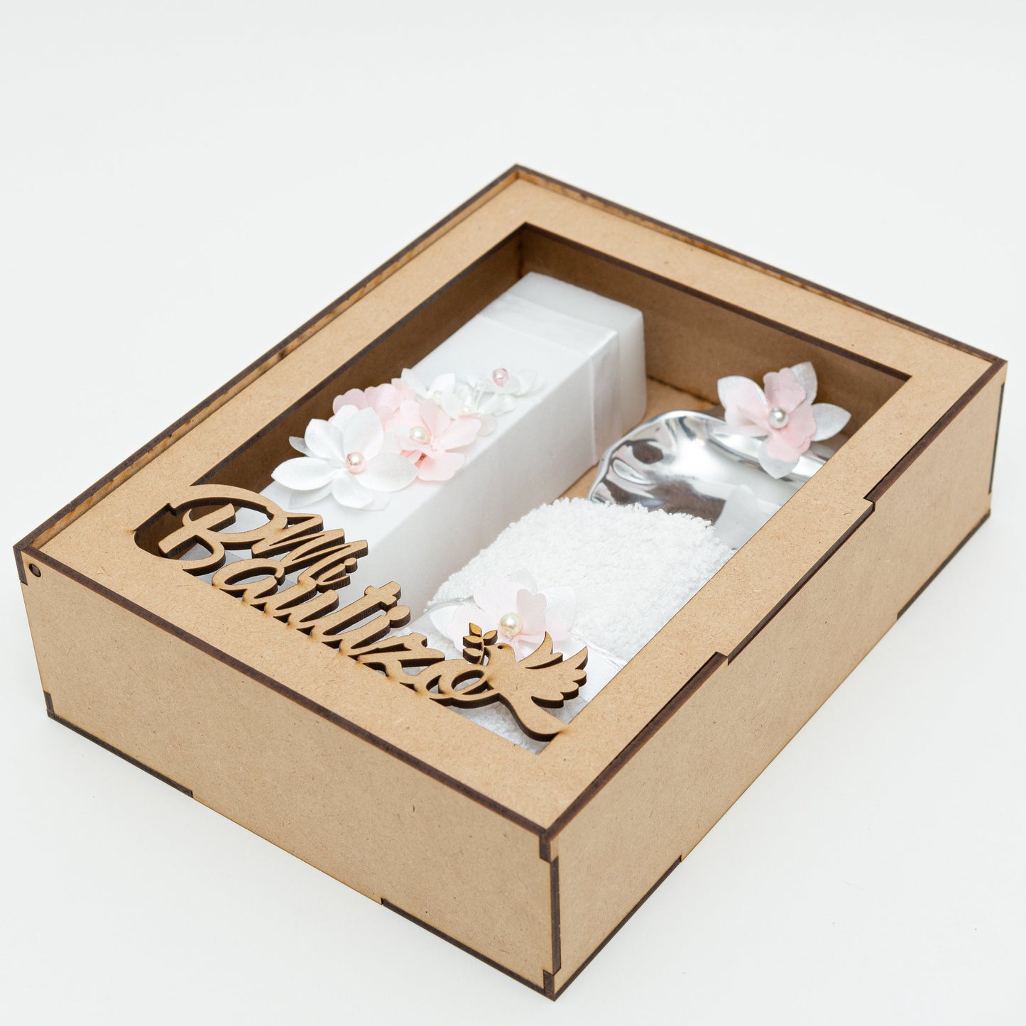 Kit de Bautizo con flores rosa