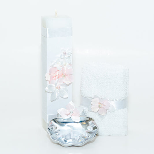 Kit de Bautizo con flores rosa