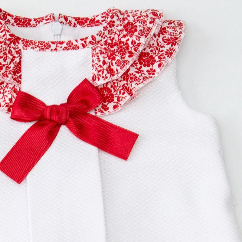 Vestido Casual Para Niña Bebe Diseño Tipo Español Olán Rojo