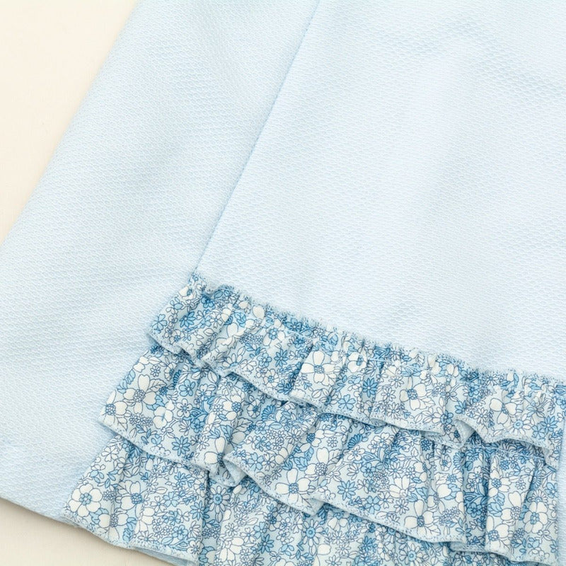 Vestido Casual Para Niña Bebe Diseño Tipo Español Azul Cielo