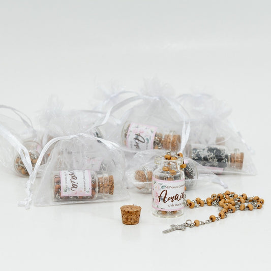 Pack 12 Rosarios Recuerdos Personalizado Boda Comunión Bautizo