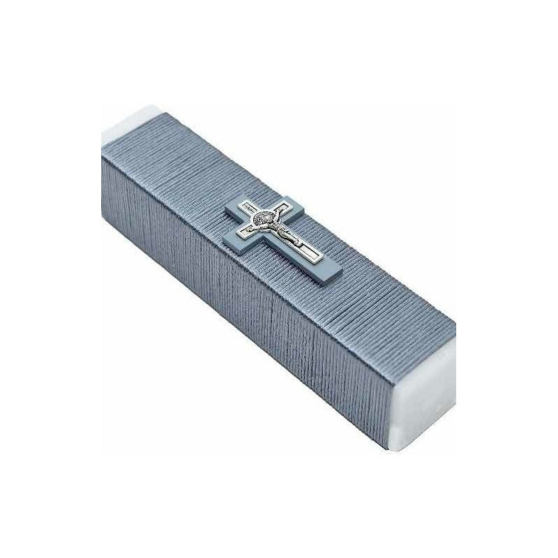 Vela Gris Para Comunión, Confirmación O Boda Con Rosario