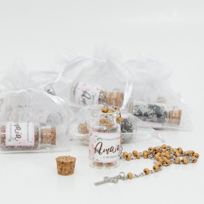 Pack 12 Rosarios Recuerdos Personalizado Boda Comunión Bautizo