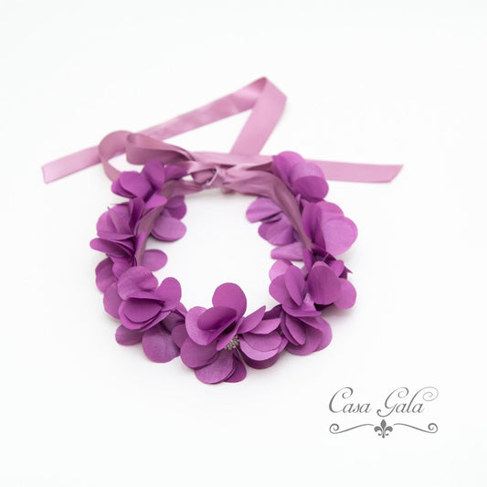Tocado, Corona De Flores De Tela Color Lila, Bugambilia