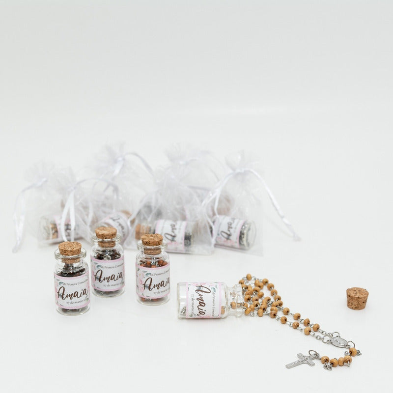 Pack 12 Rosarios Recuerdos Personalizado Boda Comunión Bautizo