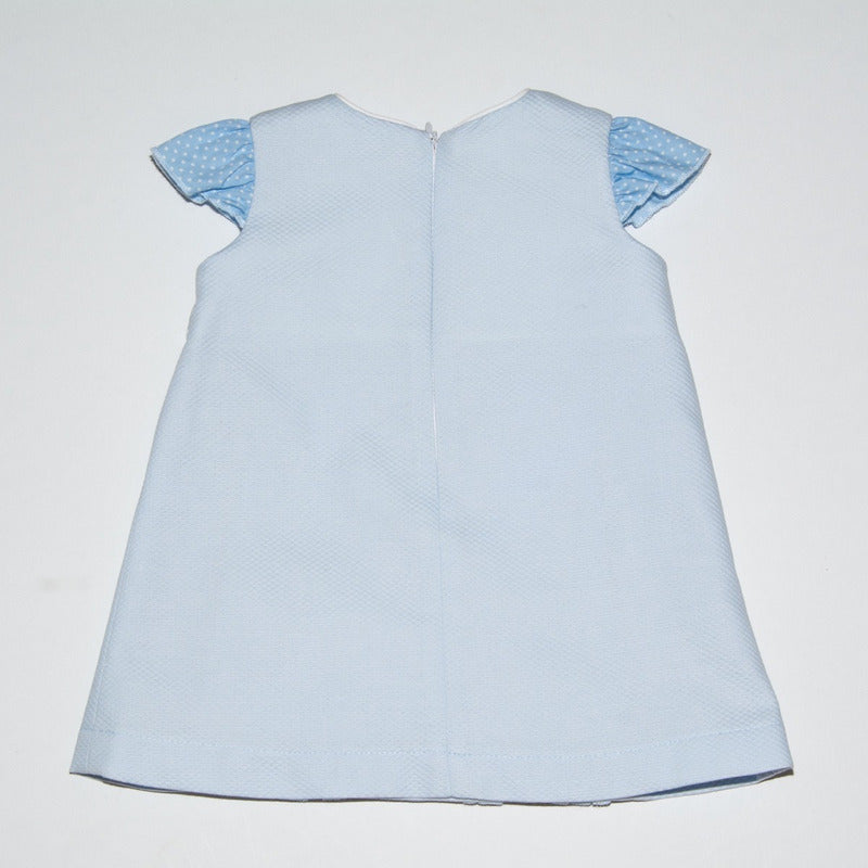 Vestido Casual Para Niña Bebe Diseño Tipo Español Azul Cielo