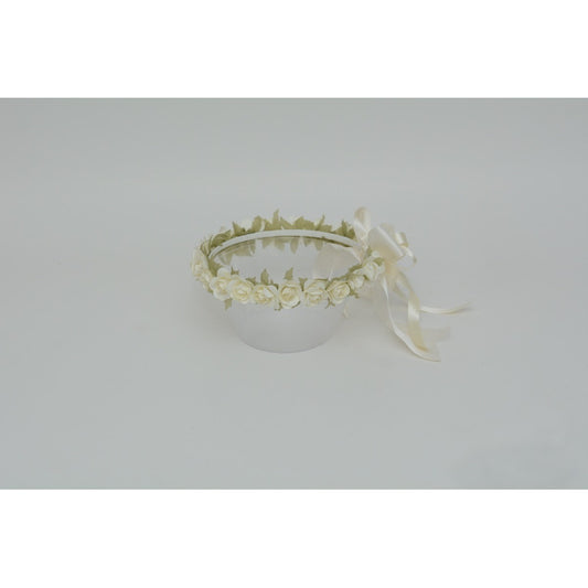 Tocado Corona Flores Comunión,3 Años, Pajes Flores Beige