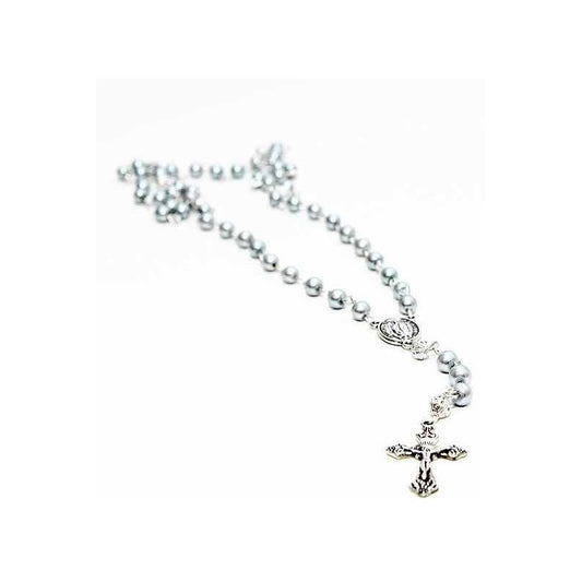 Vela Gris Para Comunión, Confirmación O Boda Con Rosario