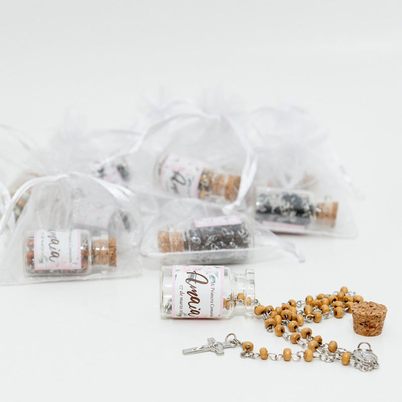 Pack 12 Rosarios Recuerdos Personalizado Boda Comunión Bautizo
