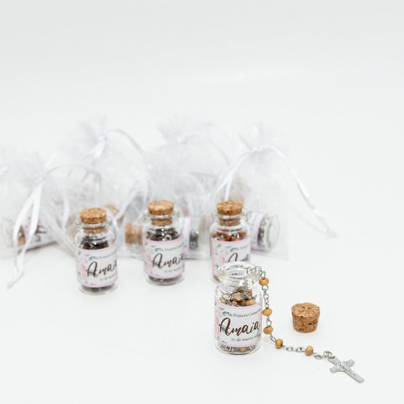 Pack 12 Rosarios Recuerdos Personalizado Boda Comunión Bautizo