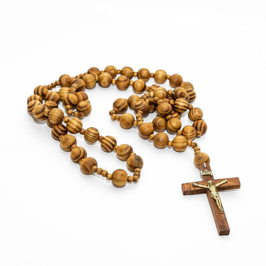 Mega Rosario Católico De Madera Natural Gigante