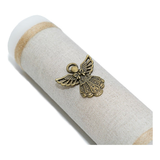 Kit De Bautizo Ángel Niño O Niña Color Jaspe Vela Redonda