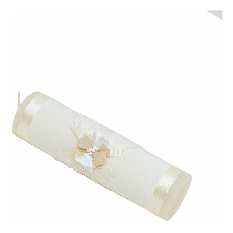 Vela Para Bautizo, Comunión, Confirmación, Boda Color Beige